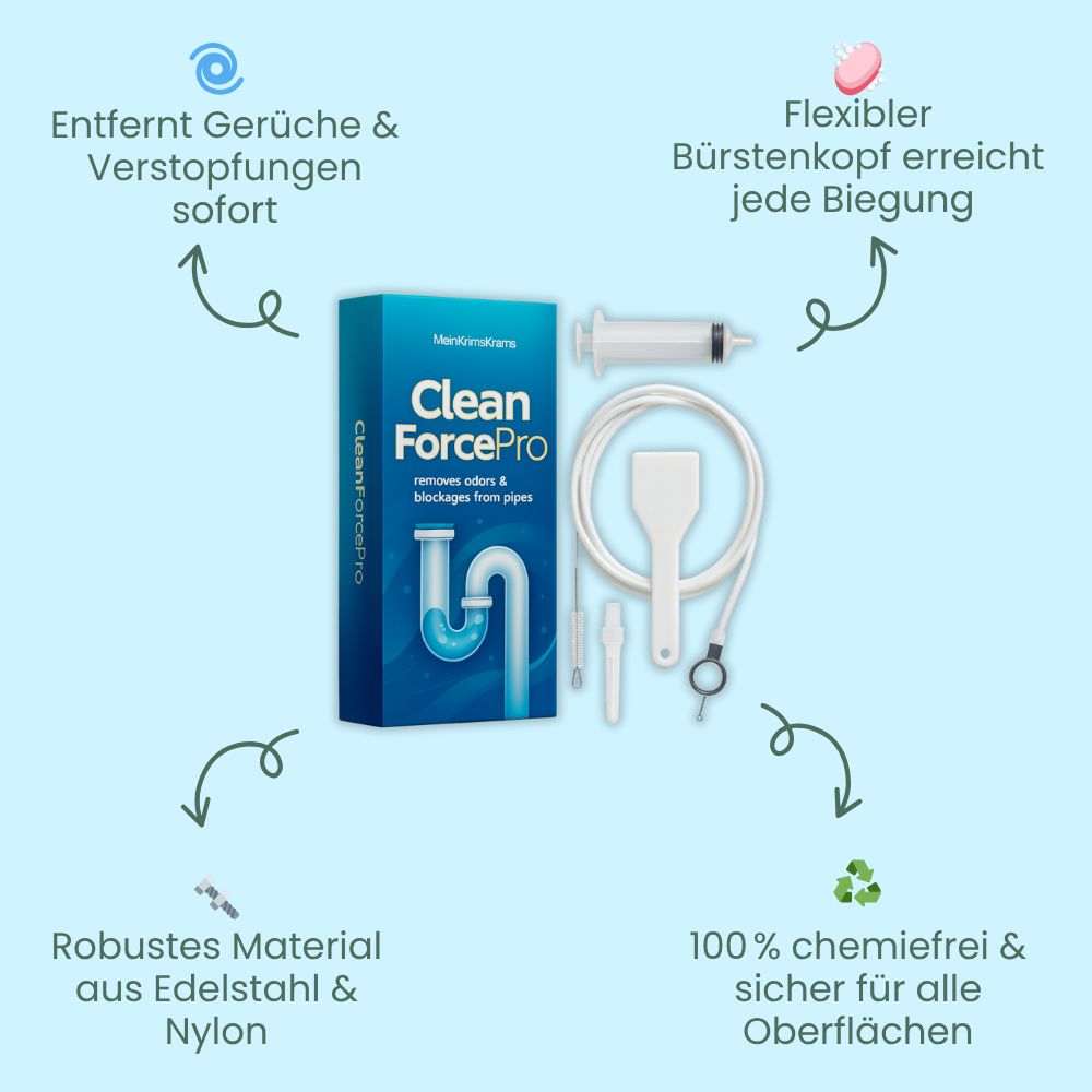 CleanForcePro™ — Befreit Rohre & Kanäle von Geruch und Blockaden für ein frisches Zuhause