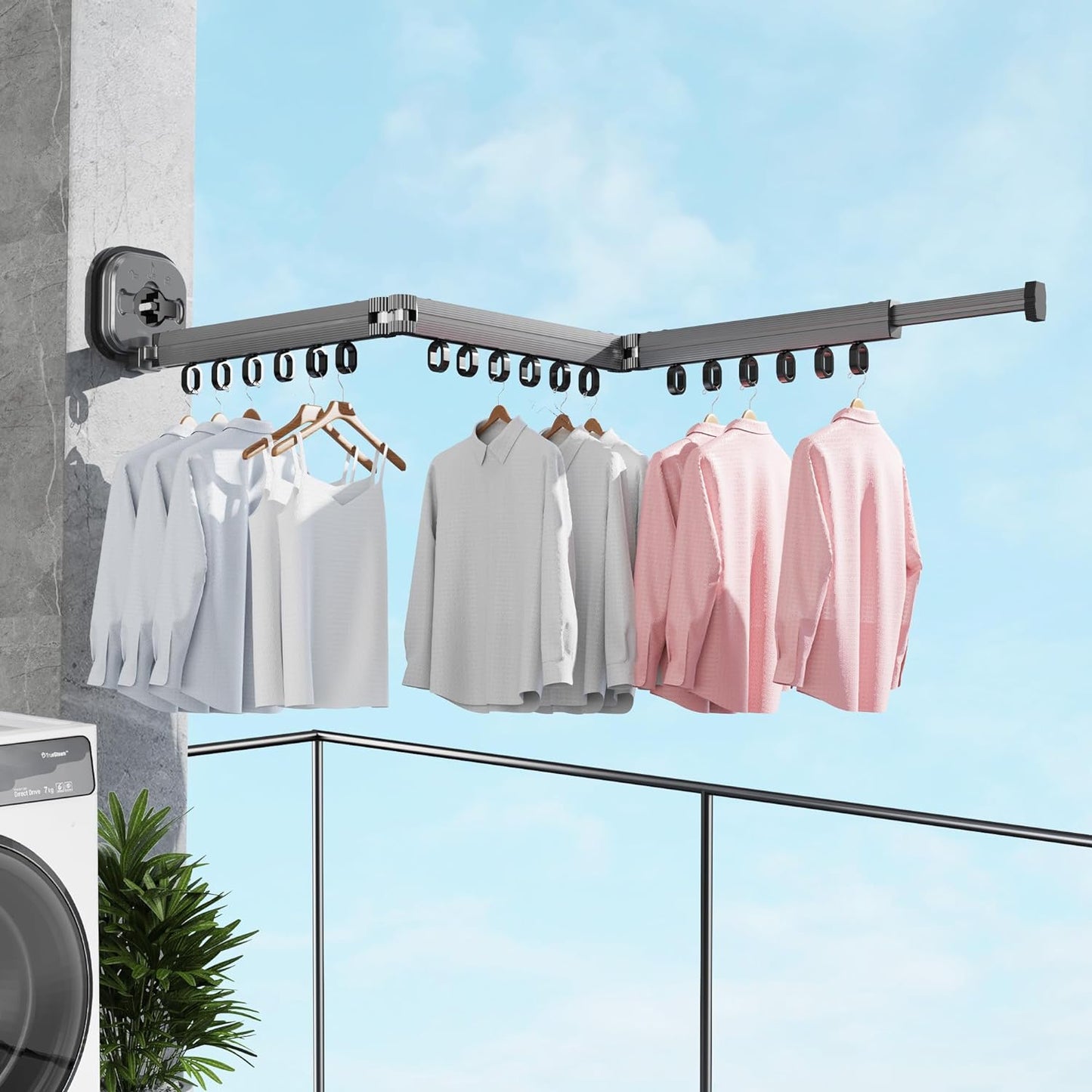 ClothingBar - Wandmontierter Wäscheständer - Schaffen Sie 3X mehr Platz zum Wäschetrocknen!