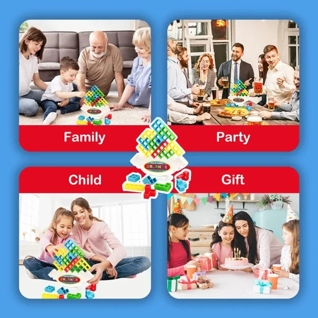 TetraTower Spielset - Ausgewogenes Stapelspiel mit Blöcken