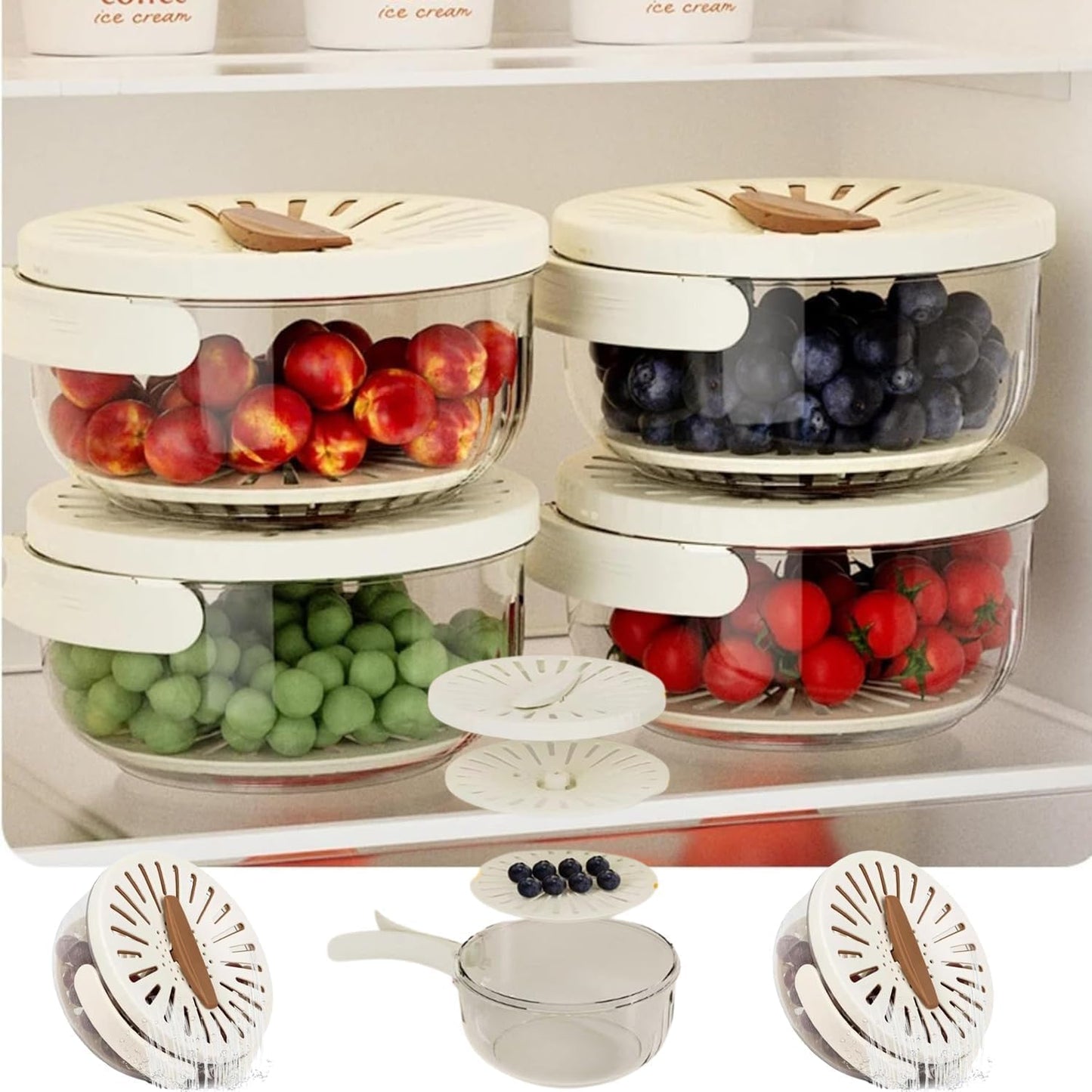 Basuka - 2-in-1 Abtropf- und Aufbewahrungskorb - Früchte frisch und sauber halten!