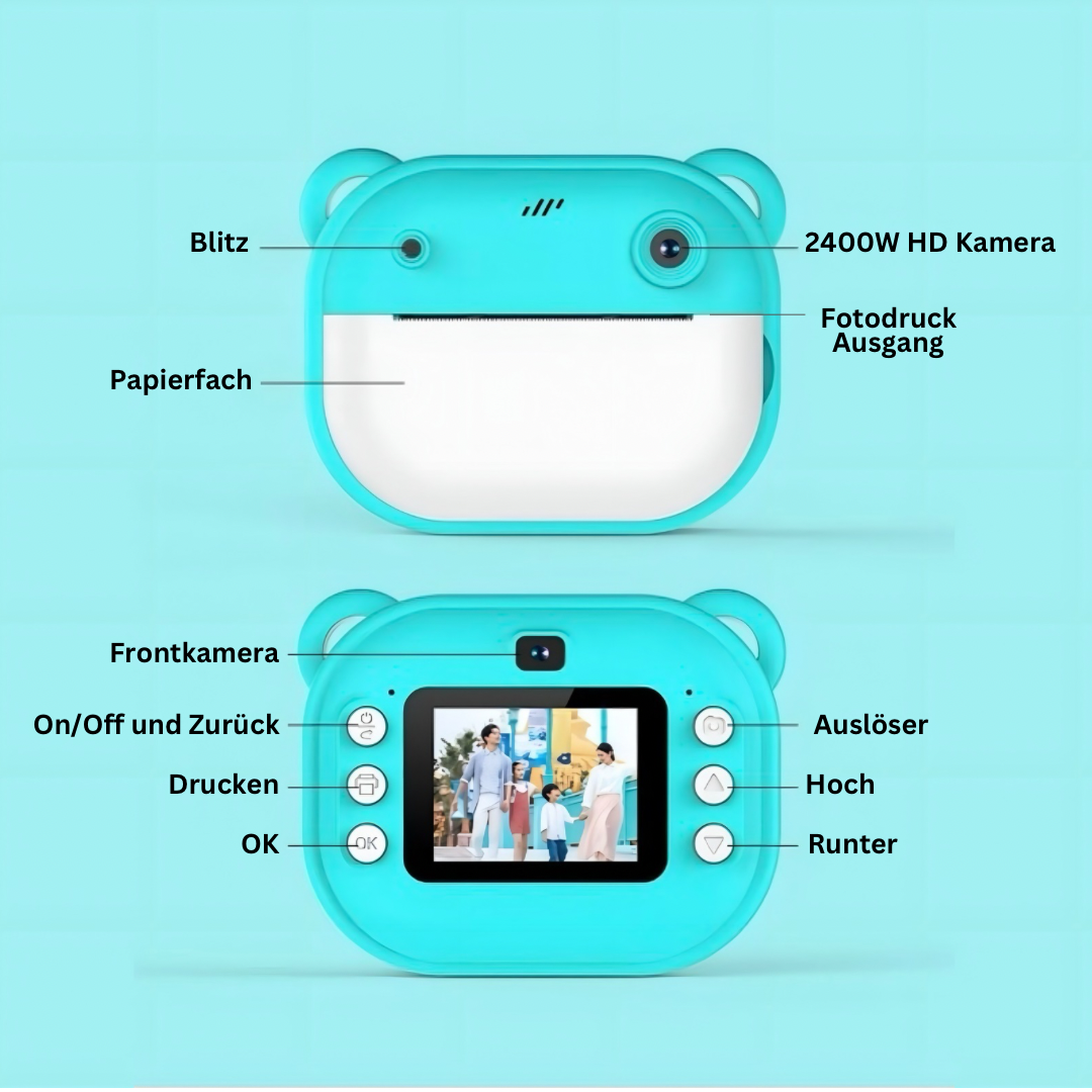 Krimsi Kinder Cam - Instant Kamera mit Druckfunktion