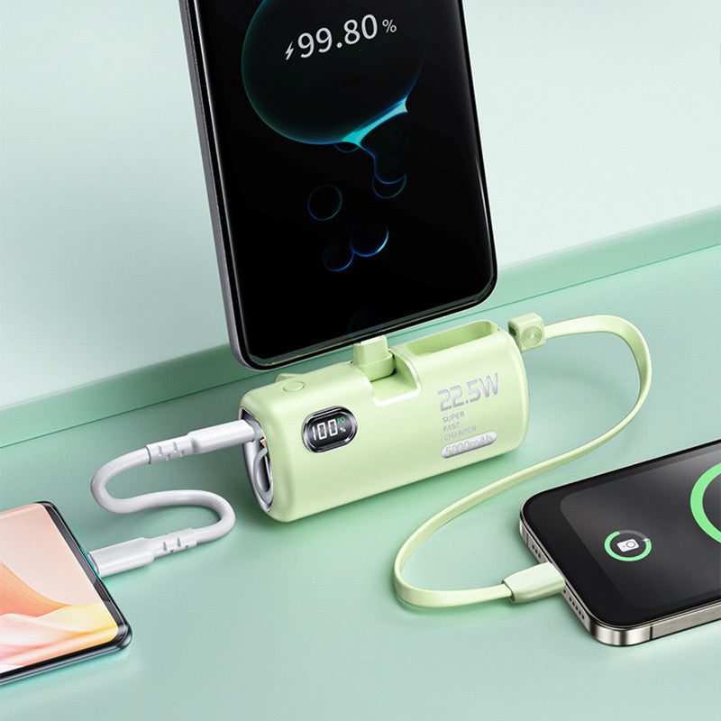 FastChargi - Tragbare Power Bank mit integrierten Kabeln