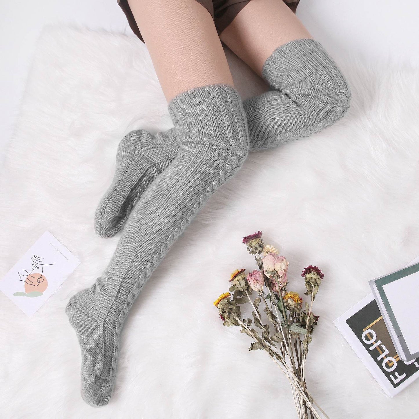 (1 Paar +1 Paar Gratis) Overknee Kuschel Wintersocken - Warme Füße für kalte Tage!