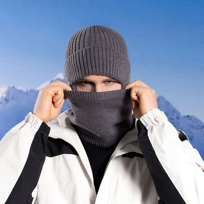 Winter Beanie Hat Scarf Set -Warme Strickmütze mit Ohrenschutz