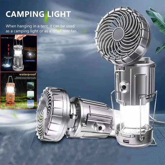 (50% Rabatt) - CampingPro - 2-in-1 Camping-Laterne mit Ventilator - Ihr All-in-One-Licht und Ventilator für die freie Natur!