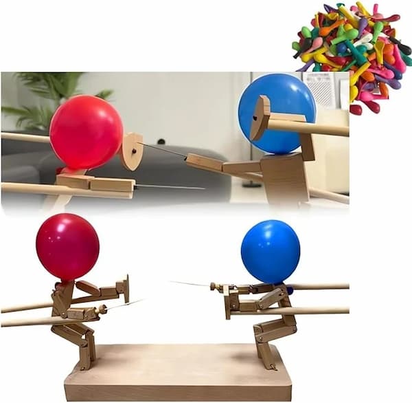 (50% Rabatt) - BallonBattle - Handgefertigte Fechtpuppen aus Holz - Der Spaß kann beginnen!