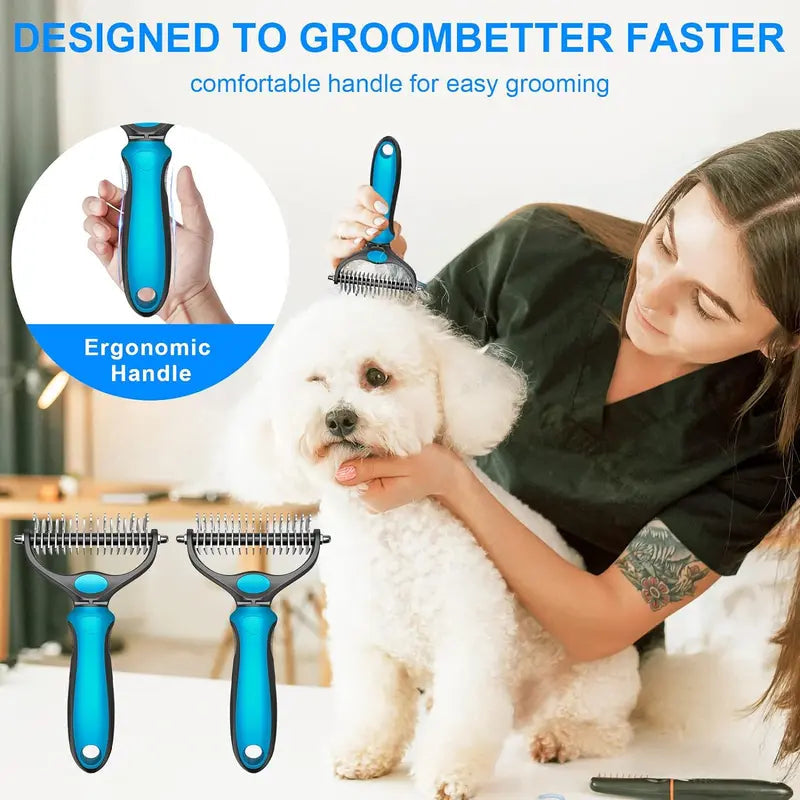 Double-Sided Pet Grooming Brush — End the Hair Havoc and Enjoy Calm, Cozy Cuddles