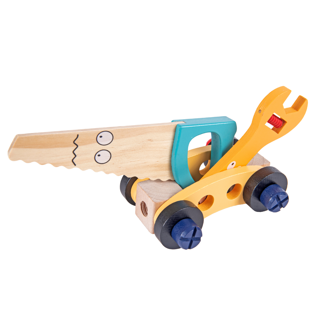 (50% Rabatt) - WoodBox - Werkzeugset aus Holz mit Werkzeugkasten - Lernen und Entdecken für Kinder!