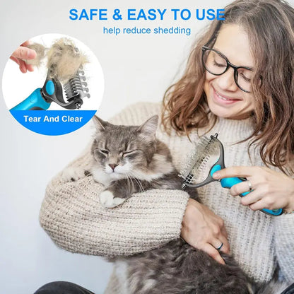 Double-Sided Pet Grooming Brush — End the Hair Havoc and Enjoy Calm, Cozy Cuddles