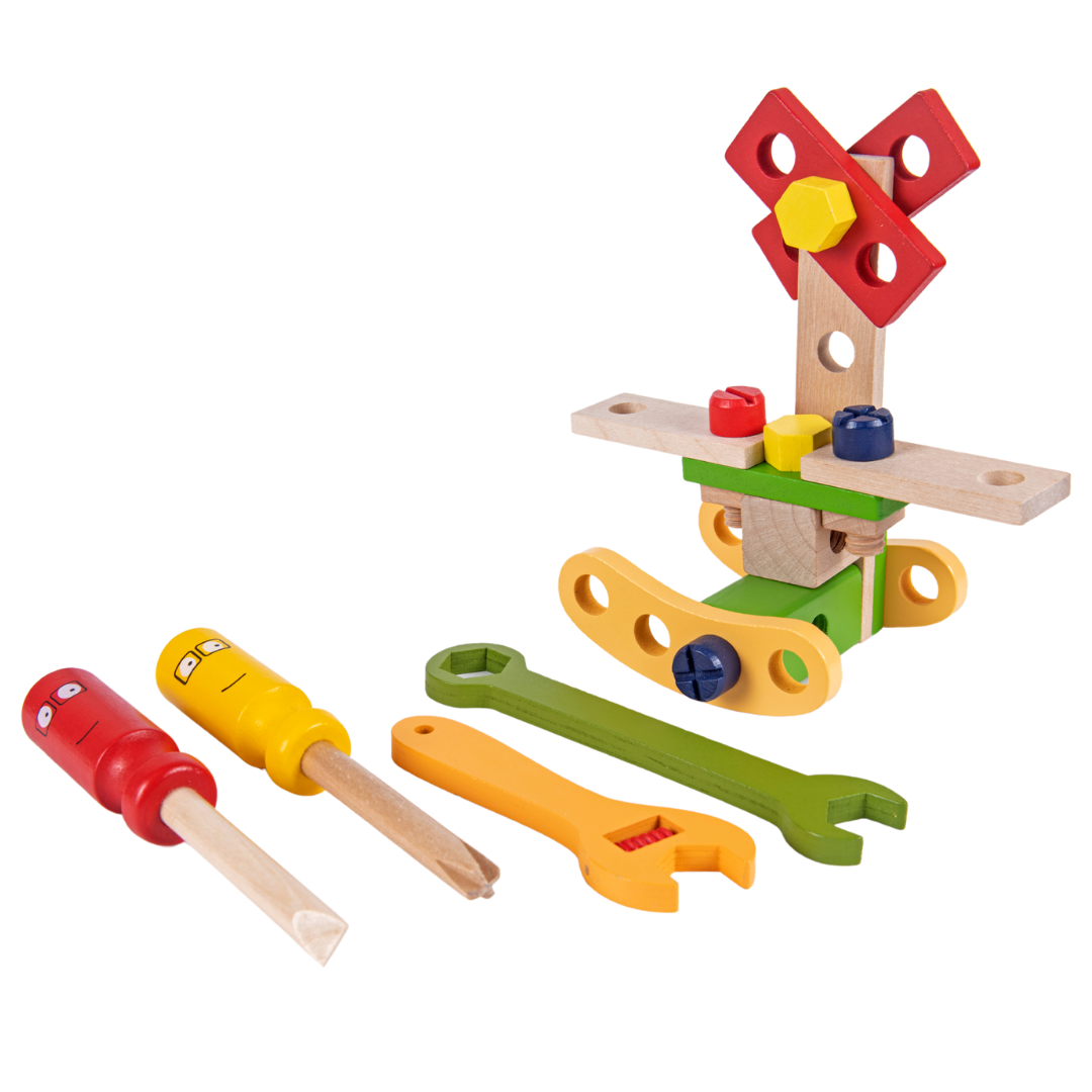 (50% Rabatt) - WoodBox - Werkzeugset aus Holz mit Werkzeugkasten - Lernen und Entdecken für Kinder!