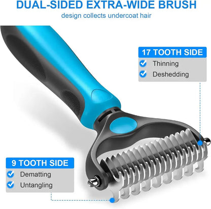 Double-Sided Pet Grooming Brush — End the Hair Havoc and Enjoy Calm, Cozy Cuddles