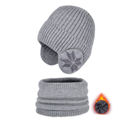 Winter Beanie Hat Scarf Set -Warme Strickmütze mit Ohrenschutz