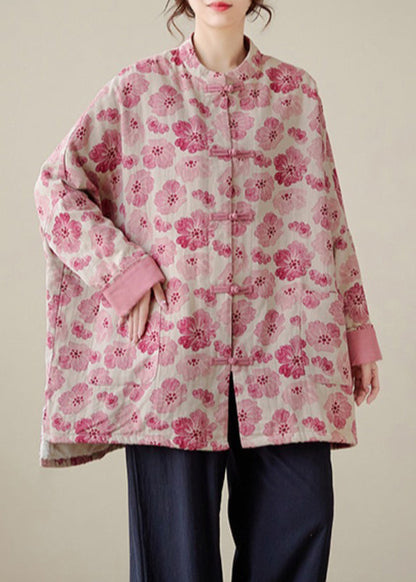 CozyGlam - Rosa Mantel mit Bio-Baumwollfüllung für ein modisches Winterstatement