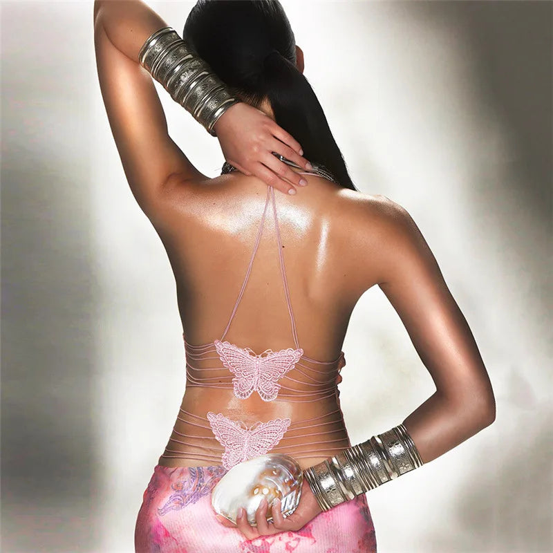 Bodycon - Rückenfreies Schmetterlingsnetz-Maxi-Kleid für die ultimative Party-Sensation