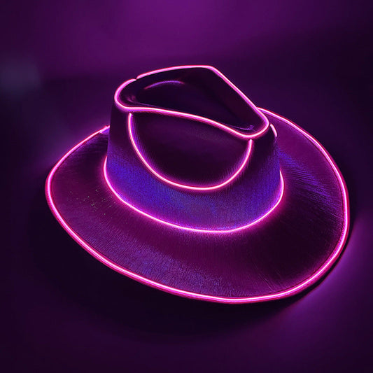 Cowboy Neon Hut - Kabelloser LED Disco Cowboy Hut