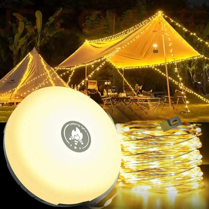 Camping Lampe mit 10m RGB-Lichterkette — Deine magische Lichtquelle für unvergessliche Outdoor-Erlebnisse