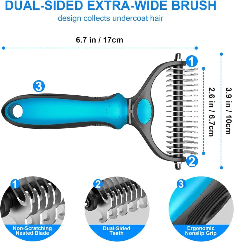 Double-Sided Pet Grooming Brush — End the Hair Havoc and Enjoy Calm, Cozy Cuddles