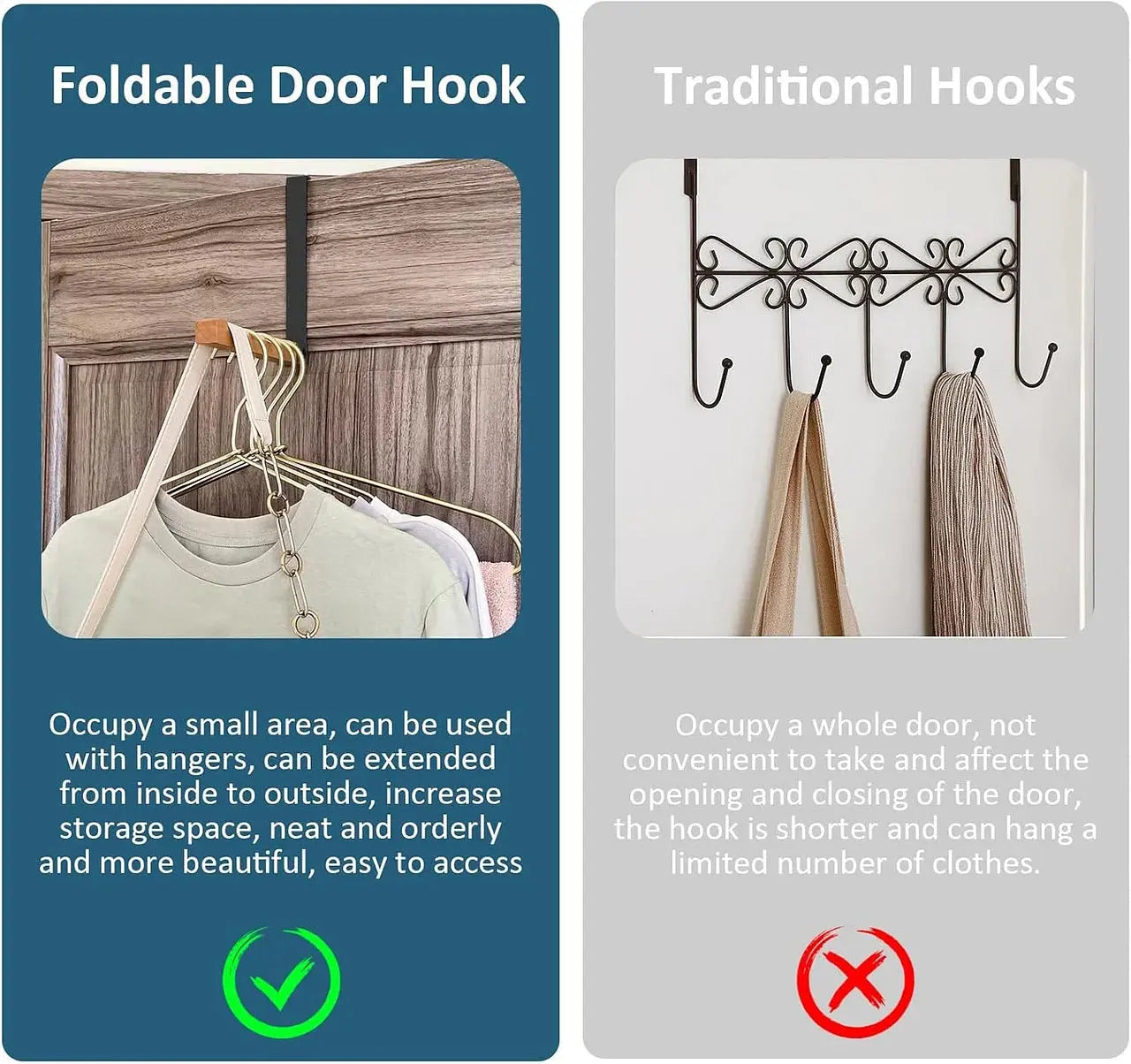 Set of 2 Foldable Hook Shelves — Maximize Your Space Instantly with Effortless, Stylish Organization