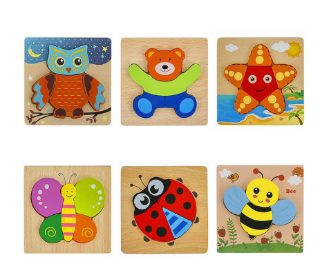 Montessori Puzzle - 6 sichere Holzpuzzles für Kinder