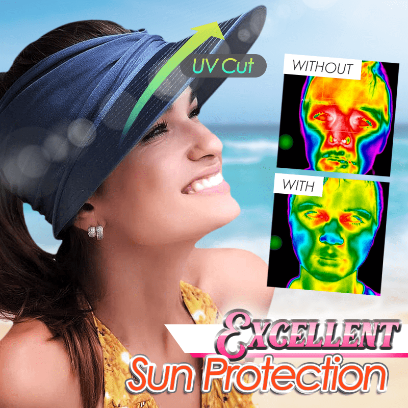 SunProtect - Damen Sommer Sonnenblende Pferdeschwanz Hut