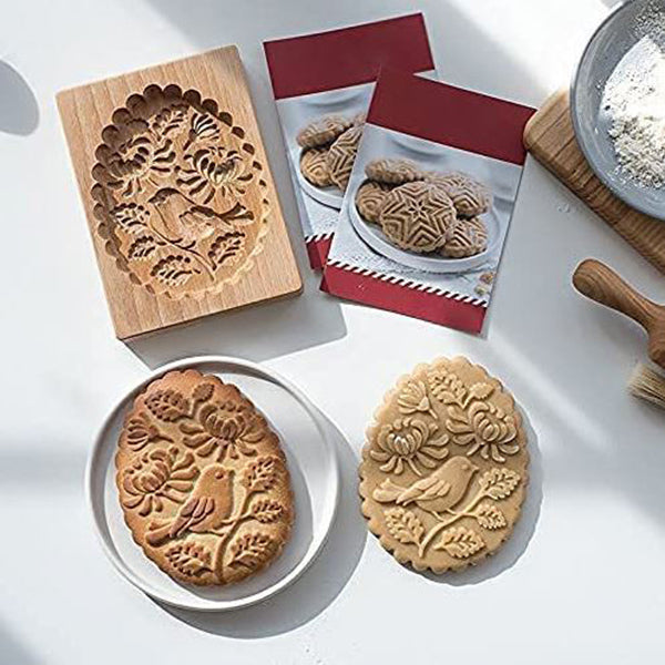 Keksform mit Holzgravur - Prägeform für Kekse